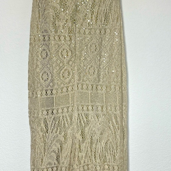Gunne Sax dress maxi gown by Jessica Mclintock sz 7 knit gold sequin strapless - Picture 8 of 11